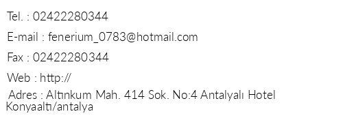Antalyal Hotel telefon numaralar, faks, e-mail, posta adresi ve iletiim bilgileri